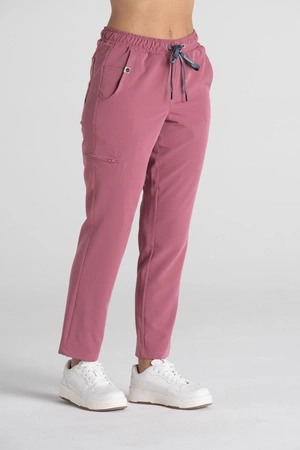 Spodnie medyczne proste damskie - Merit - Dusty pink - KangooSoft Premium