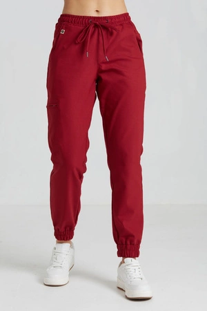 Spodnie medyczne joggery damskie - Merit - Classic burgundy - KangooNature