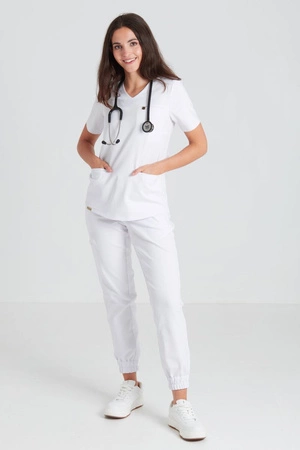 Spodnie medyczne joggery damskie - Merit - Pearl white - KangooNature