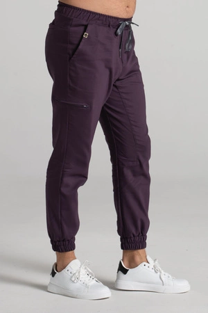 Spodnie medyczne joggery męskie - Sokrates - Dark plum - KangooNature
