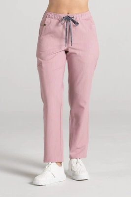 Spodnie medyczne proste damskie - Merit - Pink melange - KangooSoft Premium