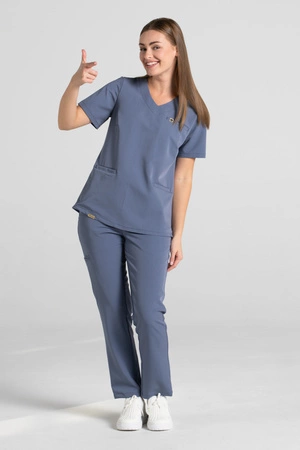 Bluza medyczna damska Merit - Pacific blue - KangooSoft Premium