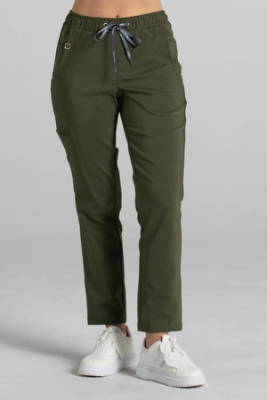 Spodnie medyczne proste damskie - Merit - Military green - KangooNature