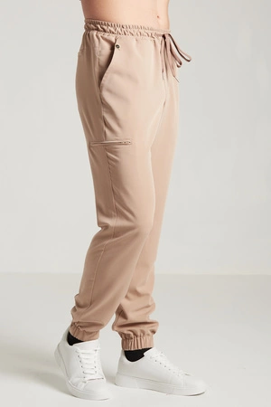 Spodnie medyczne joggery męskie - Sokrates - Cappuccino