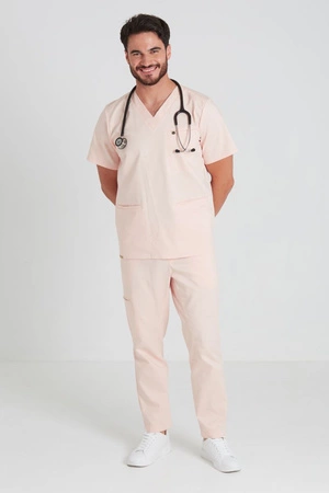 Bluza medyczna męska - Sokrates - Salmon - KangooNature