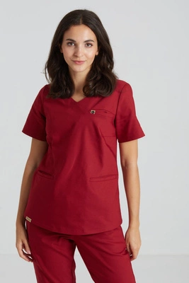 Bluza medyczna damska - Merit - Classic burgundy - KangooNature