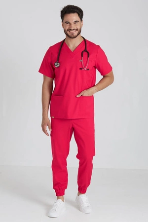 Bluza medyczna męska - Sokrates - Bold red - KangooNature