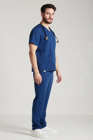 Spodnie medyczne proste męskie - Sokrates - Dark denim
