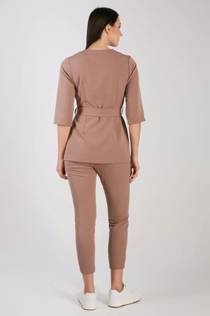 Tunika medyczna damska - rękaw 3/4 - Mocha