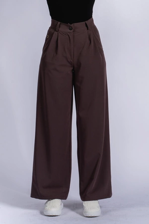 Spodnie medyczne damskie z szeroką nogawką - Lucy - Chocolate chip - KangooSoft Premium