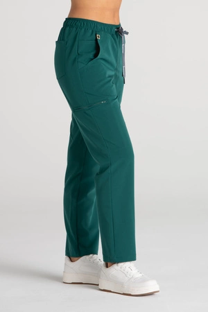 Spodnie medyczne proste damskie - Merit - Bottle green - KangooSoft Premium