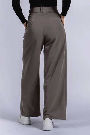 Spodnie medyczne damskie z szeroką nogawką - Lucy - Cocoa brown - KangooSoft