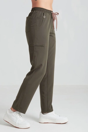 Spodnie medyczne proste damskie - Merit - Dark olive