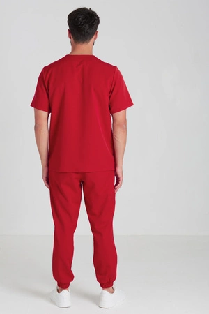 Spodnie medyczne joggery męskie - Sokrates - Poppy red