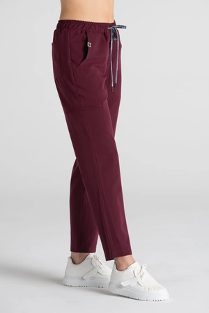 Spodnie medyczne proste damskie - Merit - Cranberry - KangooSoft Premium