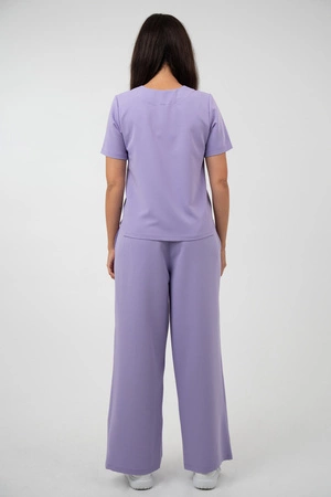 Krótka bluza medyczna damska Florence - Lilac dream - KangooSoft