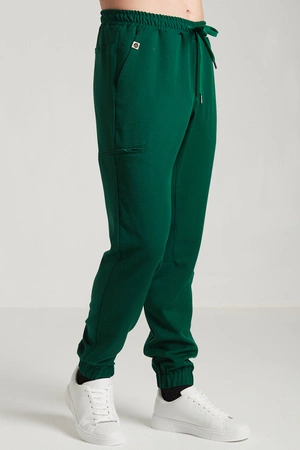 Spodnie medyczne joggery męskie - Sokrates - Pine green