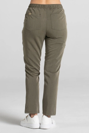 Spodnie medyczne proste damskie - Merit - Olive melange - KangooSoft Premium