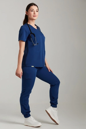 Spodnie medyczne joggery damskie - Merit - Dark denim