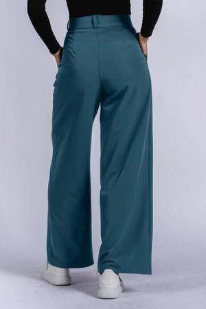 Spodnie medyczne damskie z szeroką nogawką - Lucy - Ocean blue - KangooSoft