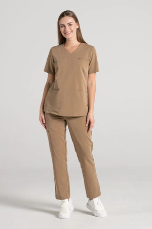 Bluza medyczna damska Merit - Caramel - KangooSoft Premium