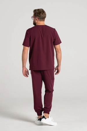 Bluza medyczna męska - Sokrates - Cranberry - KangooSoft Premium