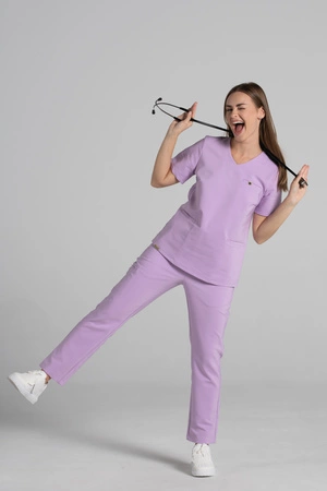 Spodnie medyczne proste damskie - Merit - Lavender - KangooNature