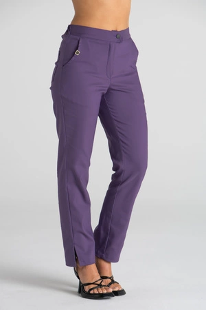 Eleganckie spodnie medyczne damskie z rozcięciem - Esther - Amethyst - Kangoomed by Emily