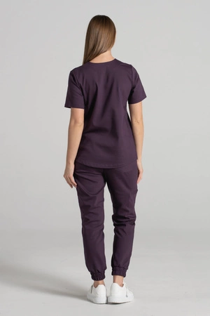 Spodnie medyczne joggery damskie - Merit - Dark plum - KangooNature