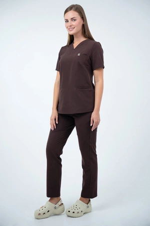 Bluza medyczna damska Virginia - Chocolate chip - KangooSoft Premium