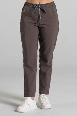 Spodnie medyczne proste damskie - Merit - Walnut brown - KangooNature