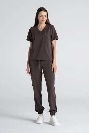 Spodnie medyczne joggery damskie - Merit - Chocolate chip - KangooSoft Premium