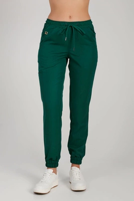 Spodnie medyczne joggery damskie - Merit - Pine green