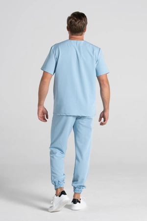 Spodnie medyczne joggery męskie - Sokrates - Baby blue - KangooSoft Premium