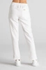 Eleganckie spodnie medyczne damskie z rozcięciem - Esther - Feather white - Kangoomed by Emily